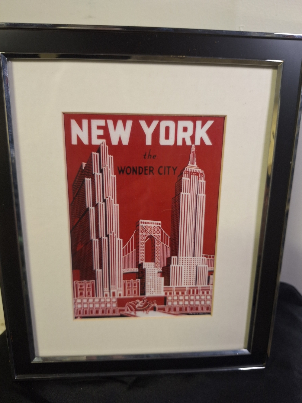 New York Wonder City Red Framed Wall Art 9" X 11"